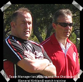 Team Manager Ian Wilkins and The Chairman (General Kirkland) watch training